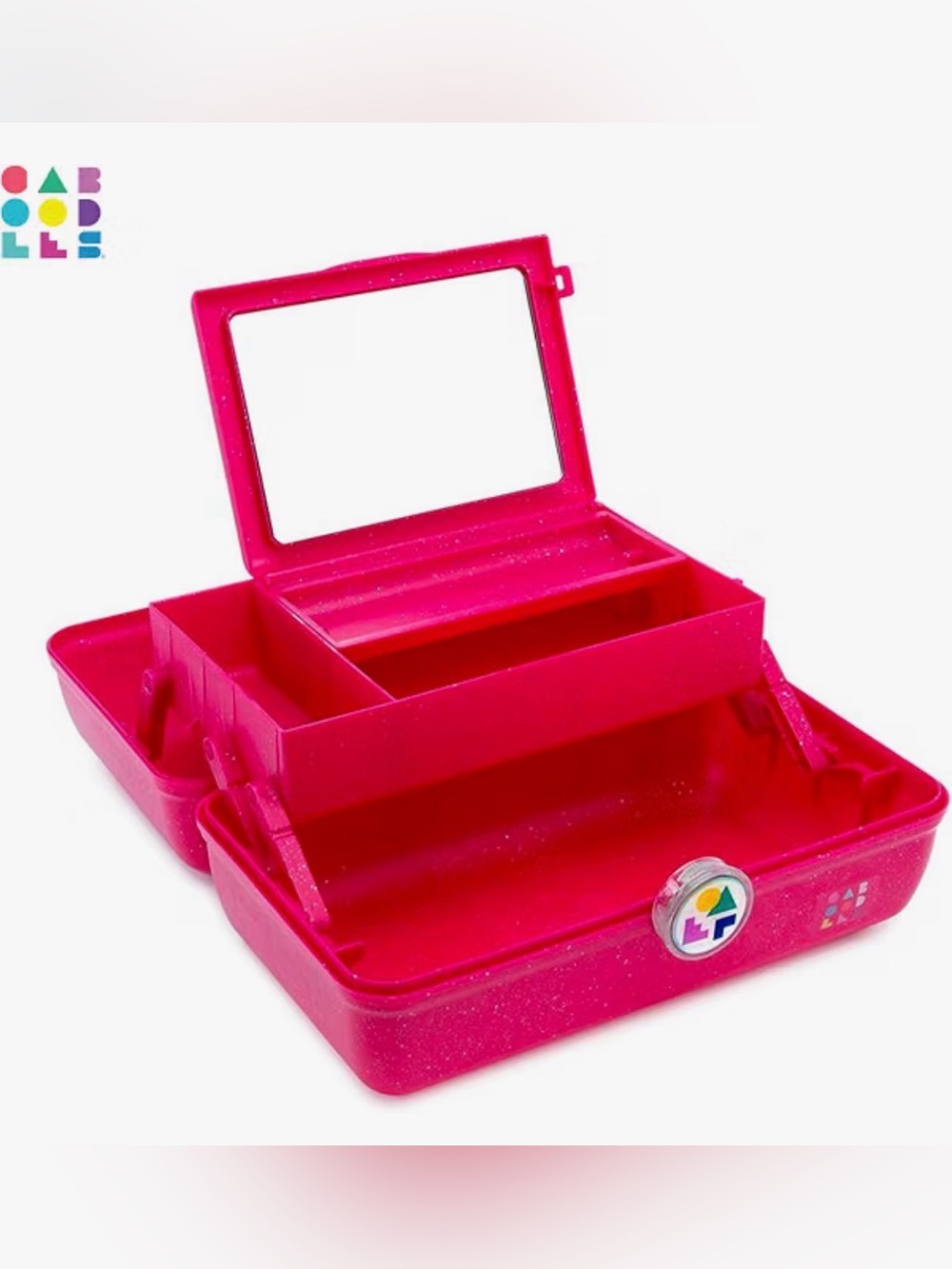 Caboodles Hot Pink Glitter Cosmetic Train Case w/Colorful Logo, NWOT—I HAVE 2!! - Picture 2 of 6